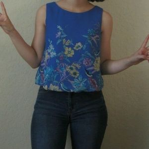 Blue Wildflower Tank Top